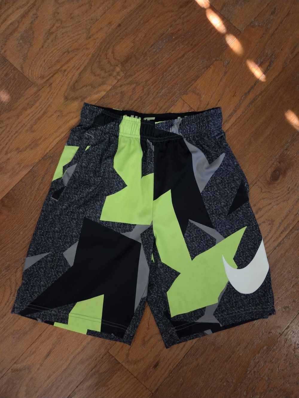 Boys NIKE Athletic Shorts - Neon Green & Black